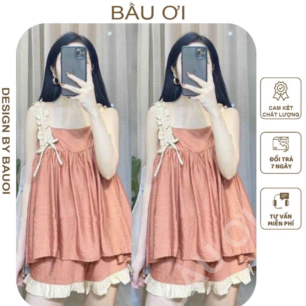 [FREE SHIP B03] BỘ BẦU MÙA HÈ CHẤT ĐŨI SIÊU MỀM MÁT - QUẦN ÁO BẦU 2 DÂY CÓ CHUN CHỈNH CHO BÀ BẦU FREE SIZE 45KG-70KG