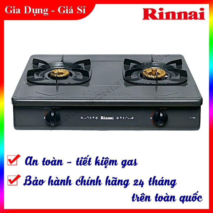 Bếp Gas Đôi Rinnai RV-365(GM)N (6 tấc) Mặt Men – Màu Xám , Bảo Hành Chính Hãng Trên Toàn Quốc