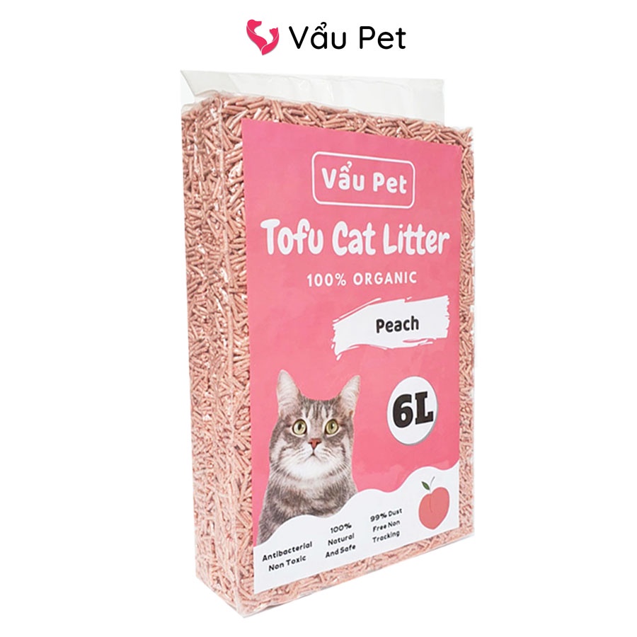 Cát vệ sinh đậu nành hữu cơ TOFU cho mèo Vẩu Pet túi 6L (100% organic) Cát đậu phụ Vẩu Pet Tofu Cat