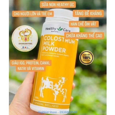 Sữa bò non Healthy Care Colostrum Milk Powder 300g của Úc Mẫu mới