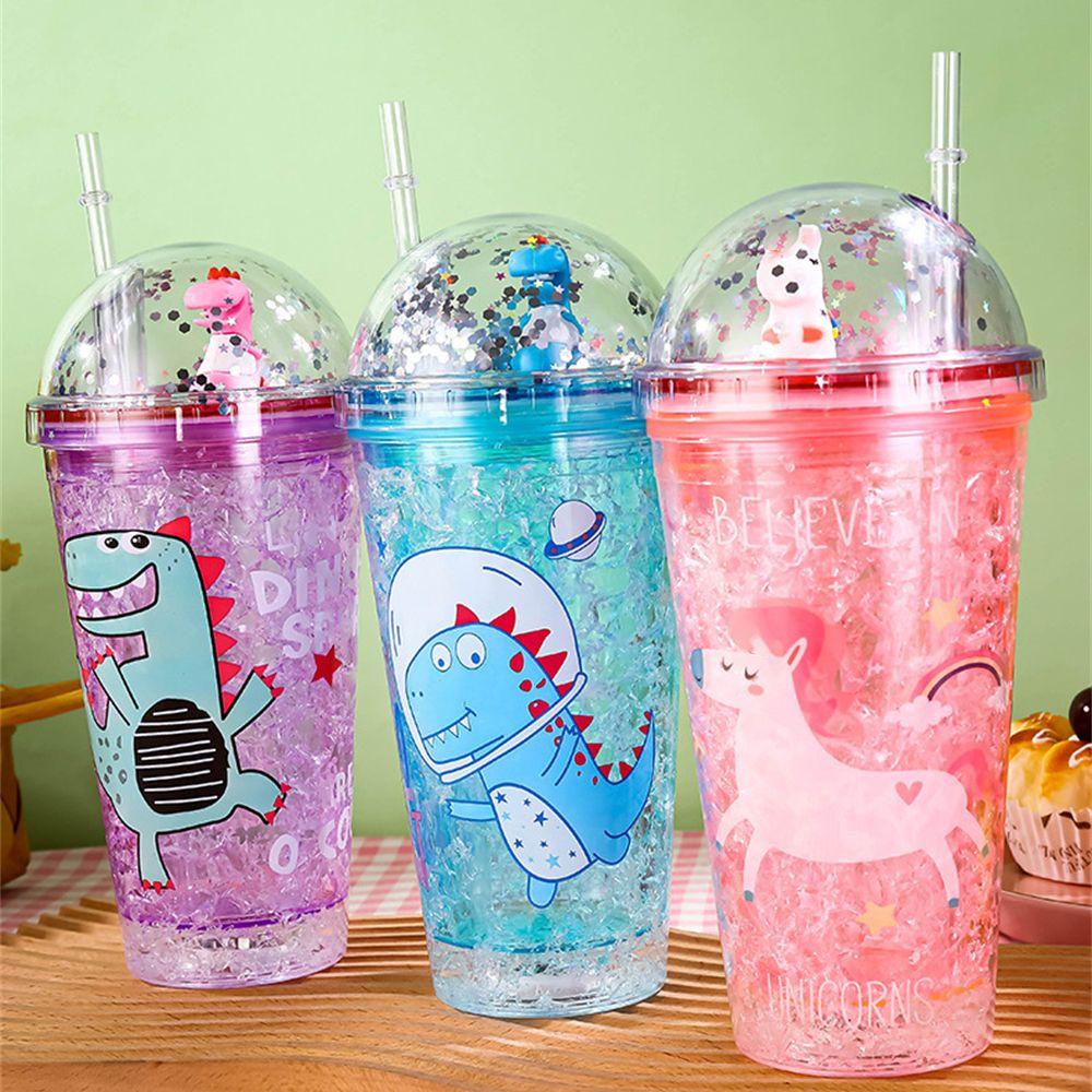 PISTA Cốc Uống Nước Dạ Quang Có Thể Tái Sử Dụng Kèm Ống Hút Dễ Thương Xinh