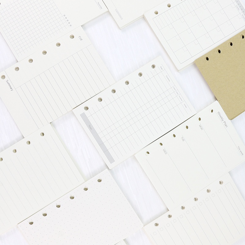Giấy Refill A5 A6 A7 Béo shop , Ruột sổ còng 6 lỗ 100gsm làm sổ planner bullet journal