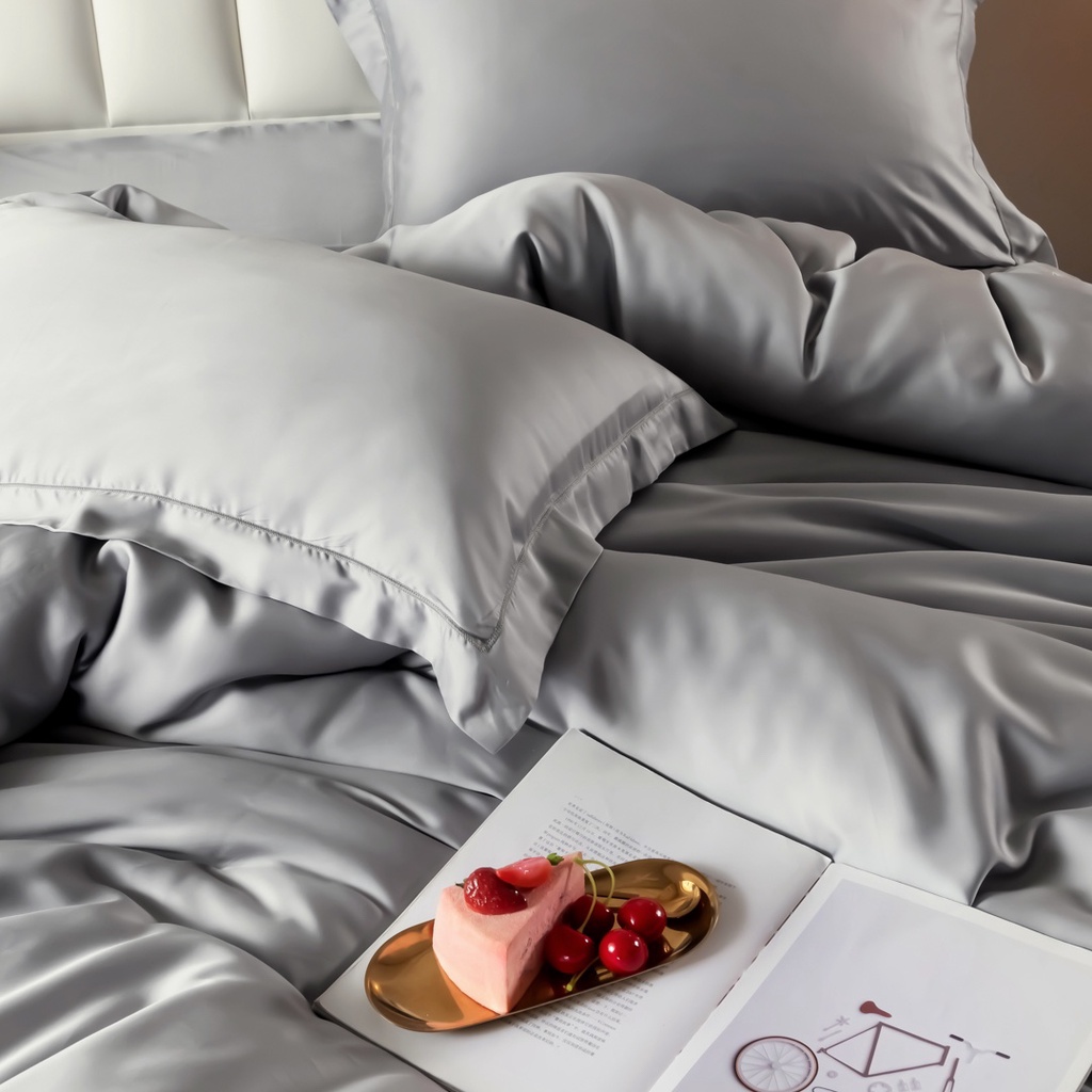 Bộ Chăn Ga Gối Lụa Tencel Cao Cấp Sang Xịn Mịn Mát Gồm Chăn Drap Gối Sét 4 Món - Nhập Khẩu Chính Hãng