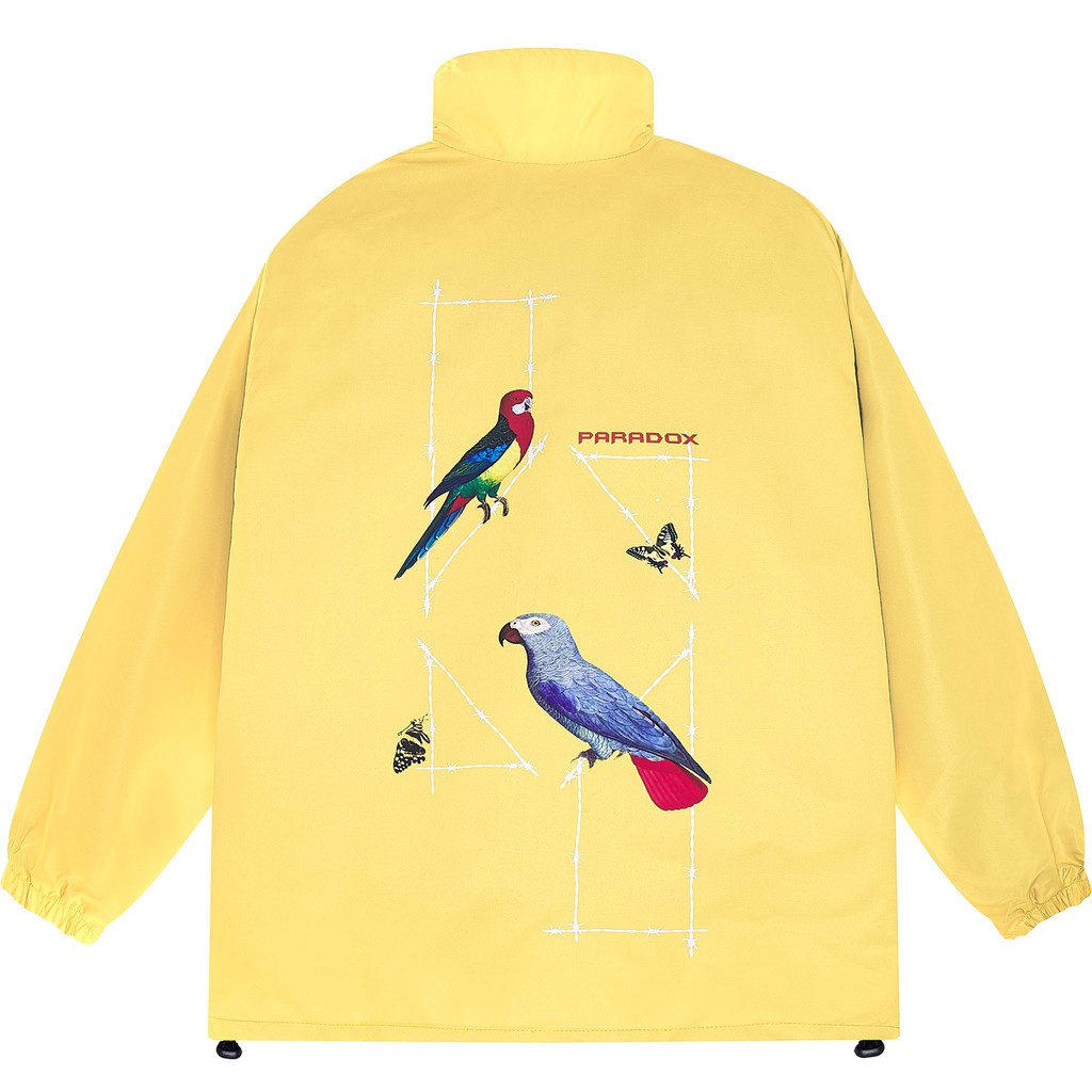 Áo khoác dù 2 lớp Paradox form rộng - Unisex - in hình - PARROT LOGO - Màu vàng
