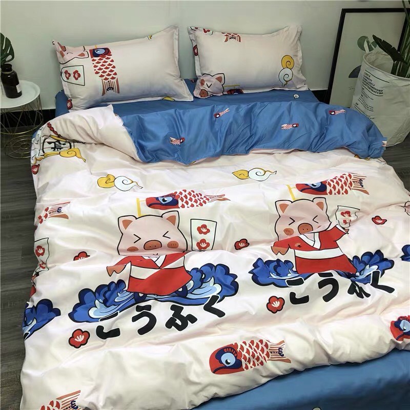 Bộ Chăn Ga Cotton POLY HEO THẦN TÀIchăn, ga, cotton, ga nệm, chăn ga, cotton poly, chăn nệm, chăn ga gối, bedding️