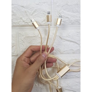 Cáp 3 đầu (Micro Usb, Type C, Lightning ) dây dù dài 1m