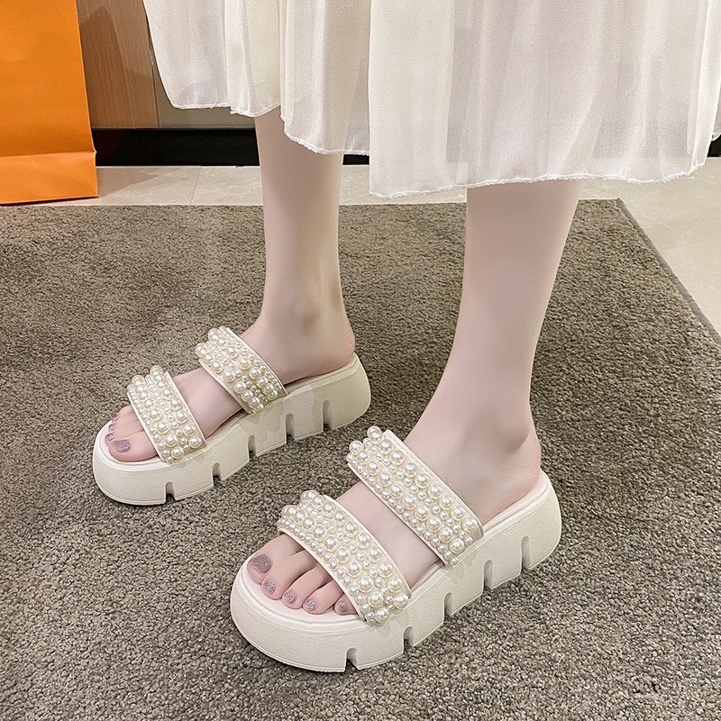 (S165) Dép nữ 2 quai ngọc đế bánh mì 4 phân (Mã 7228)