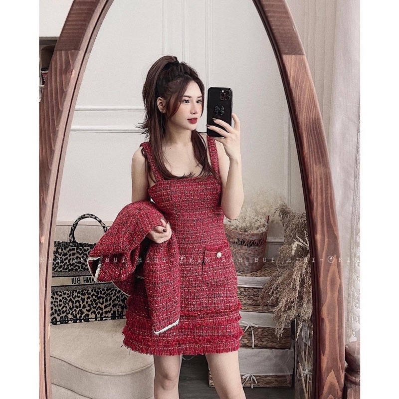 Set dạ tweed đỏ cao cấp NGN