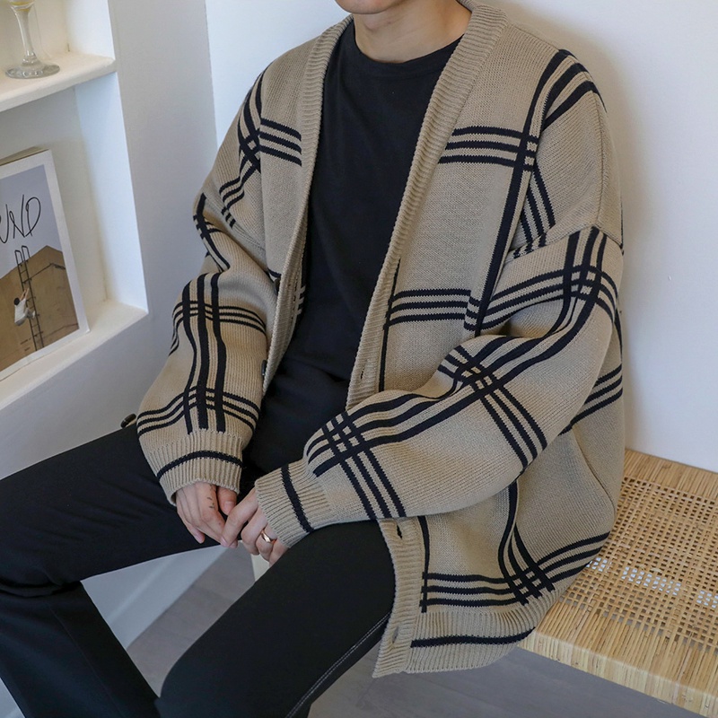 Áo khoác len Cardigan thu đông form rộng cho nam