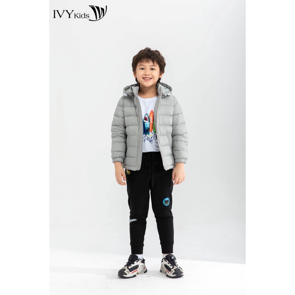 Áo khoác phao cổ mũ bé trai IVY moda MS 70K0766