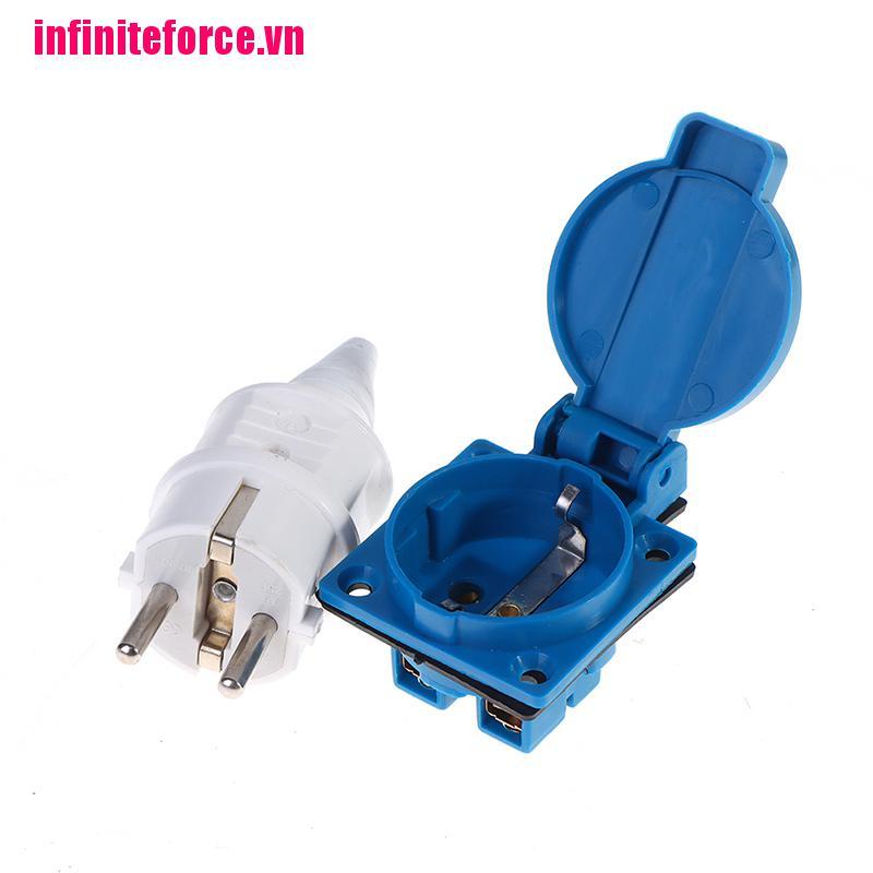 Ổ cắm / phích cắm điện Châu Âu 2 chấu 2P-16A chống thấm nước tiện lợi