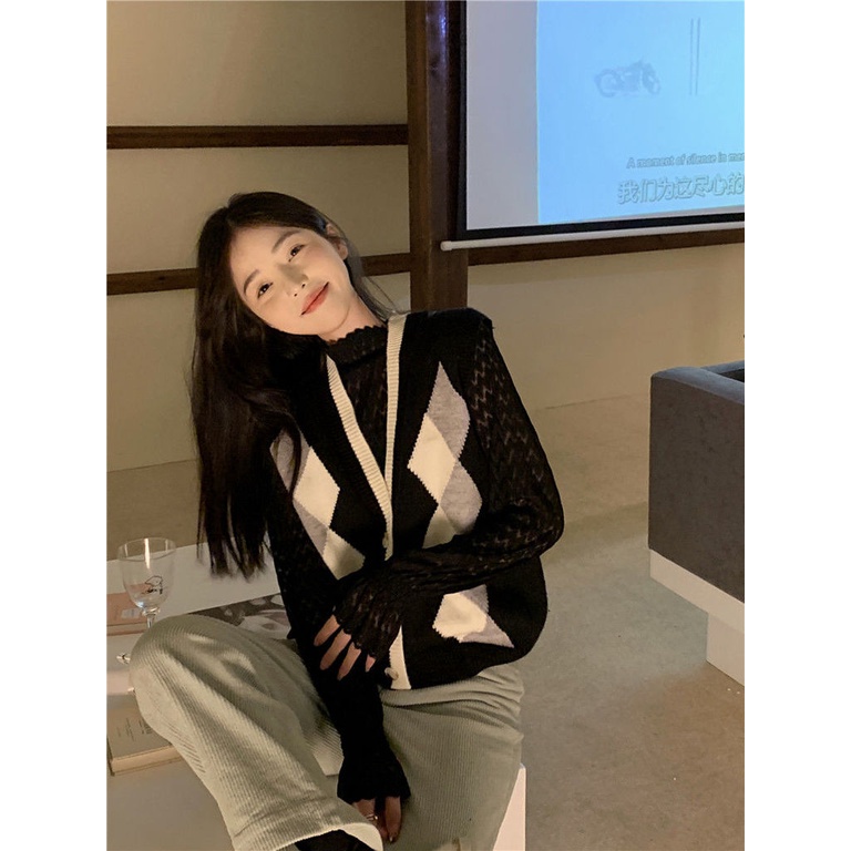 Áo len nữ không tay cổ chữ V thời trang Hàn