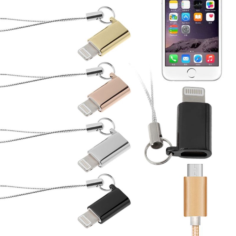 Dây Cáp Chuyển Đổi Micro Usb Cái Sang 8 Pin Có Móc Khóa Cho Iphone X Xs Xr 5 6 7 8 Ipad