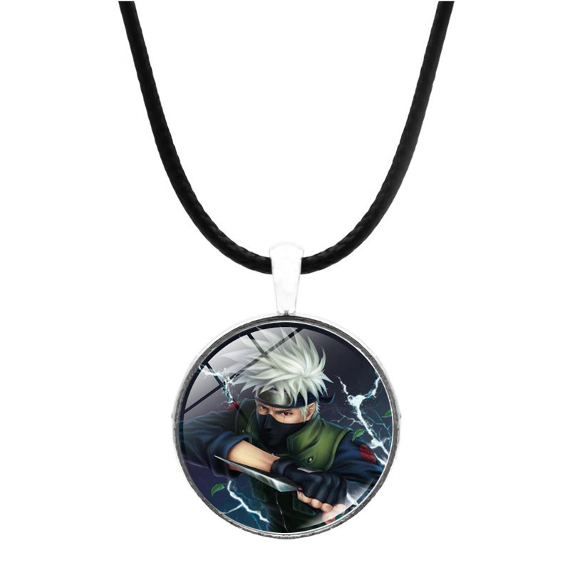 Vòng cổ Da Mặt Đá Quý Hình Naruto Hatake Kakashi Thời Gian gem Cao Cấp Sáng Tạo Quà Tặng Trang Sức