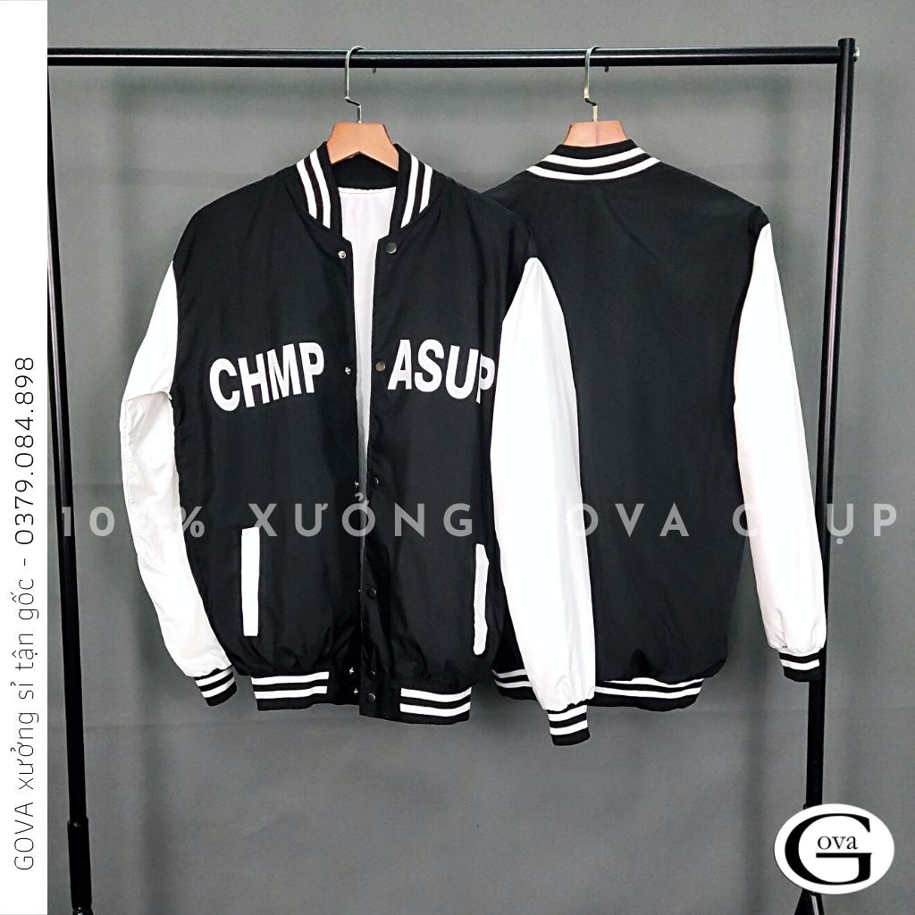 Áo Khoác Dù CHỮ CHMP.ASUP 2 Lớp Form Rộng Nam Nữ Unisex, Áo Gió Bomber Chống Nắng Ulzzang GOVA