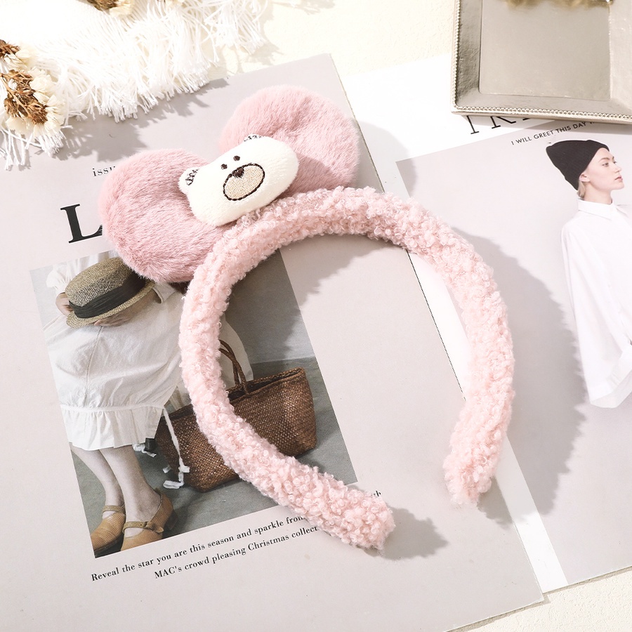 Băng đô cài tóc hình chú gấu nhồi bông mềm mại phong cách Hàn Quốc xinh xắn