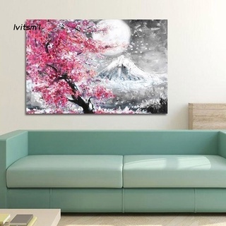 Tranh vải canvas treo tường trang trí phòng khách hình hoa anh đào núi lvit - ảnh sản phẩm 6