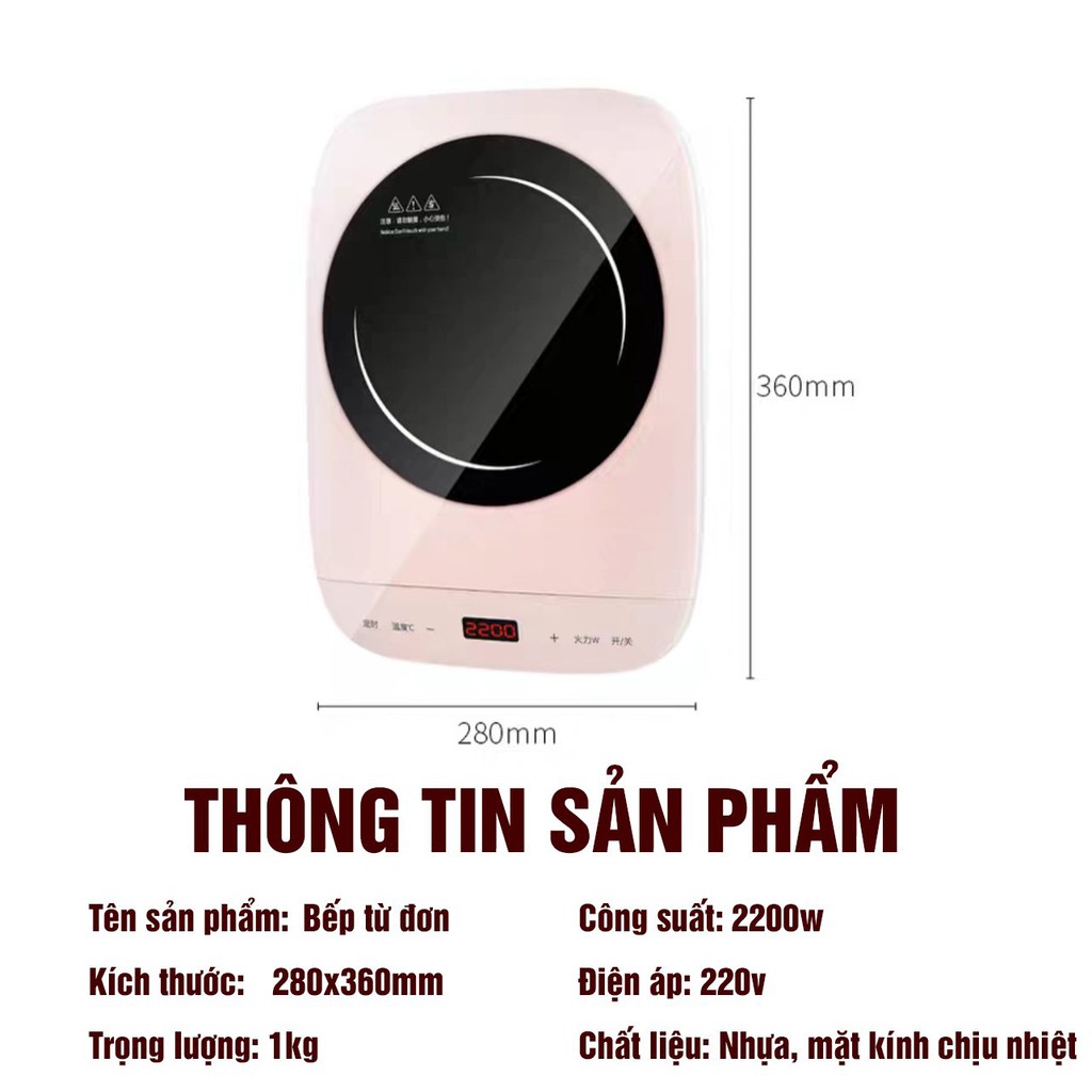 Bếp Từ Đơn Kalas Bếp Điện Từ Hàng Loại Tốt Tiết Kiệm Điện Công Suất 2200W Nút Bấm Cảm Ứng KL1 VT00 V