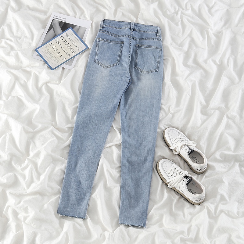NUZIRO  Quần jeans dài  lưng cao thời trang dành cho nữ