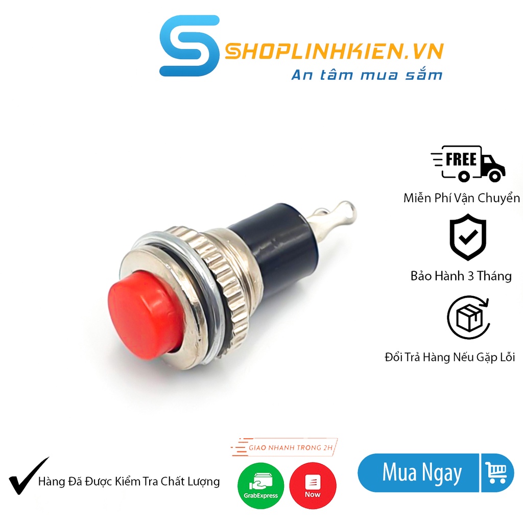 Nút Nhấn Đề 10MM Công Tắc Nhấn Nhả Dùng Cho Mạch Quạt Mạch Trễ Núm Nhấn 10MM Xanh Đỏ ShopLinhKienM2M