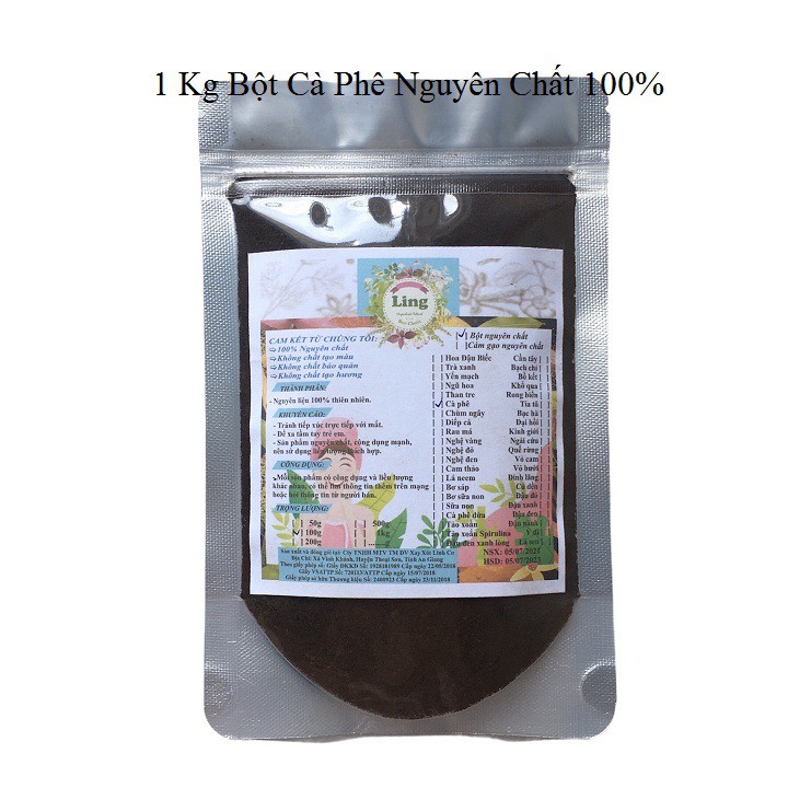 Bột Cà phê 1 Kg có giấy VSATTP và ĐKKD nguyên chất thiên nhiên 100% dùng để đắp mặt đa công dụng