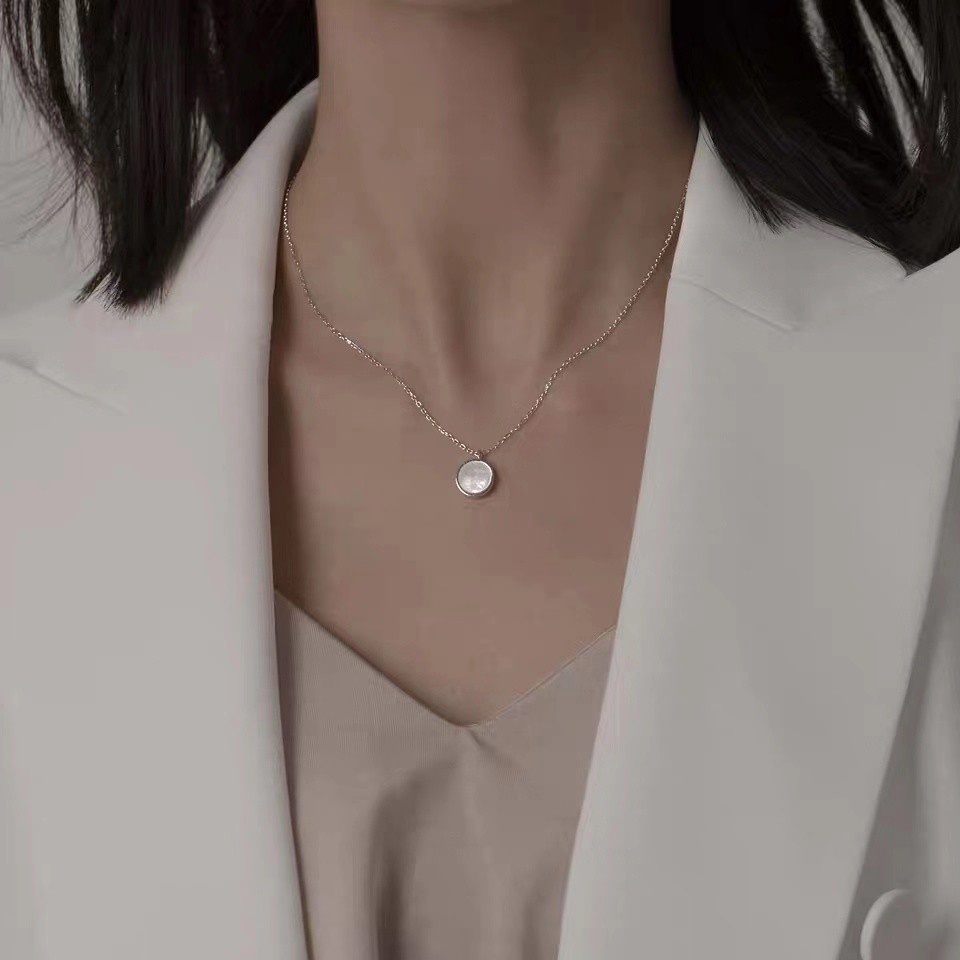 Dây Chuyền Mạ Vàng Hồng 18K Mặt Tròn Đơn Giản Sang Trọng