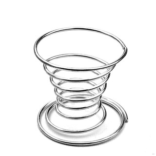 Metal Egg Cup Spiral Kitchen Breakfast Hard Boiled Spring Holder Egg Cup