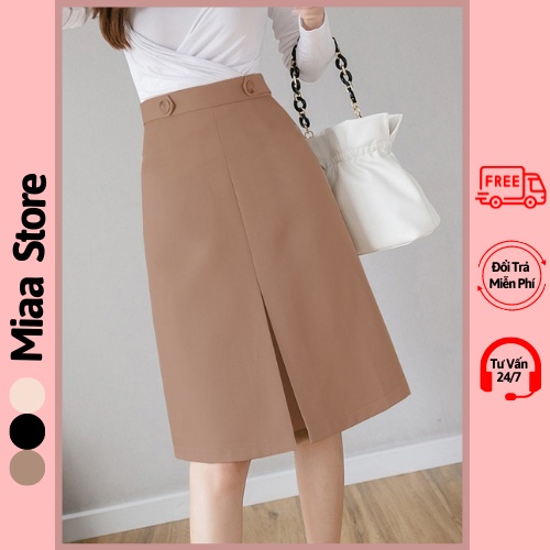 Chân Váy dài Công Sở dáng Chữ A xẻ trước , Chân Váy Công sở dài chữ A kiểu dáng midi - CVLD06