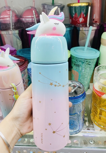 Bình giữ nhiệt Unicorn nắp kim sa dung tích 500ml - quà lưu niệm