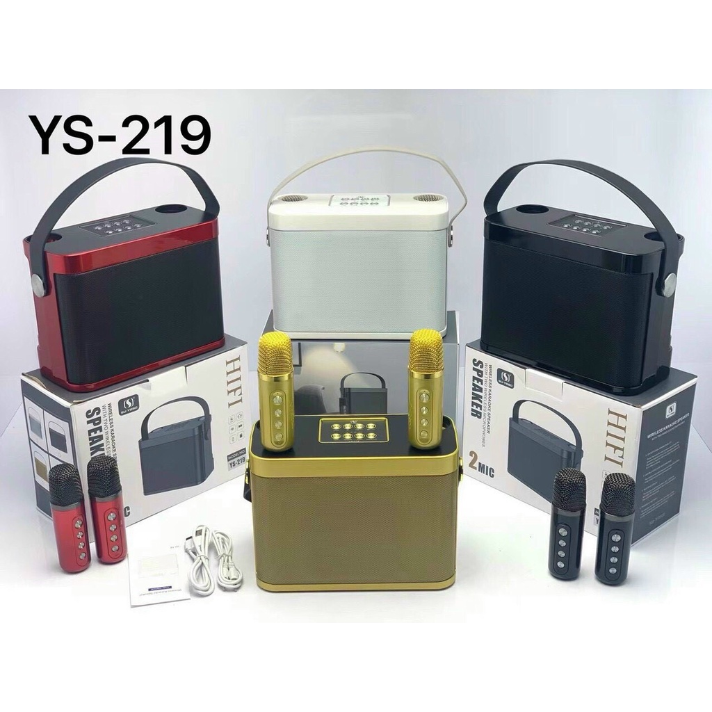 LOA KARAOKE BLUTOOTH YS219 FULL CHỨC NĂNG 2 MICRO, CÓ QUAI XÁCH