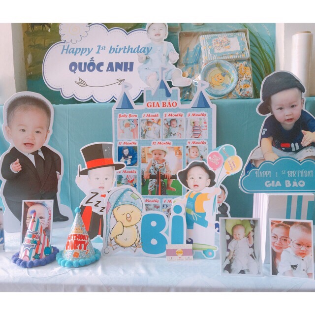 Bảng tên để bàn kèm chibi sinh nhật cho bé 30x42cm