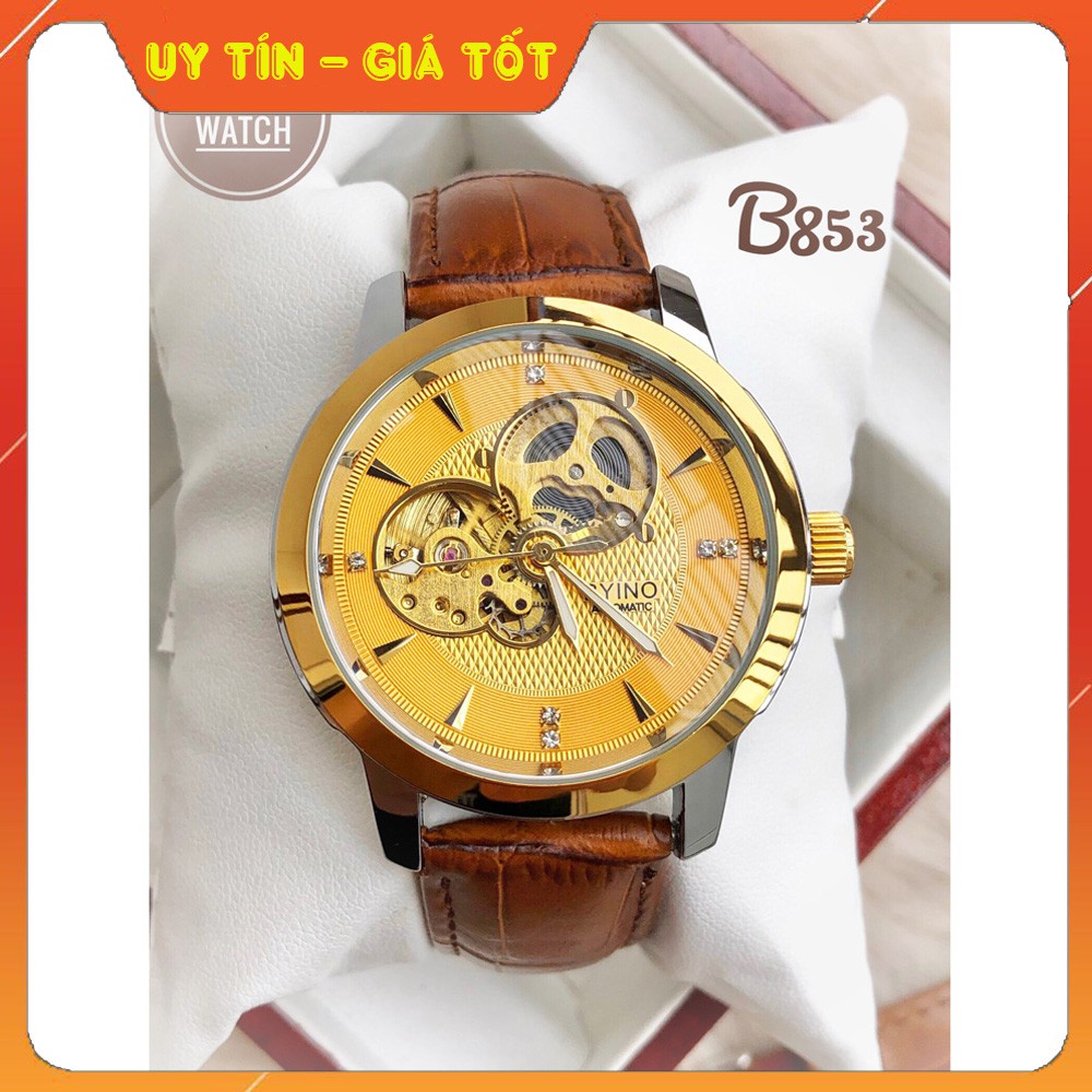Đồng hồ nam lộ cơ BYINO 8885 dây da
