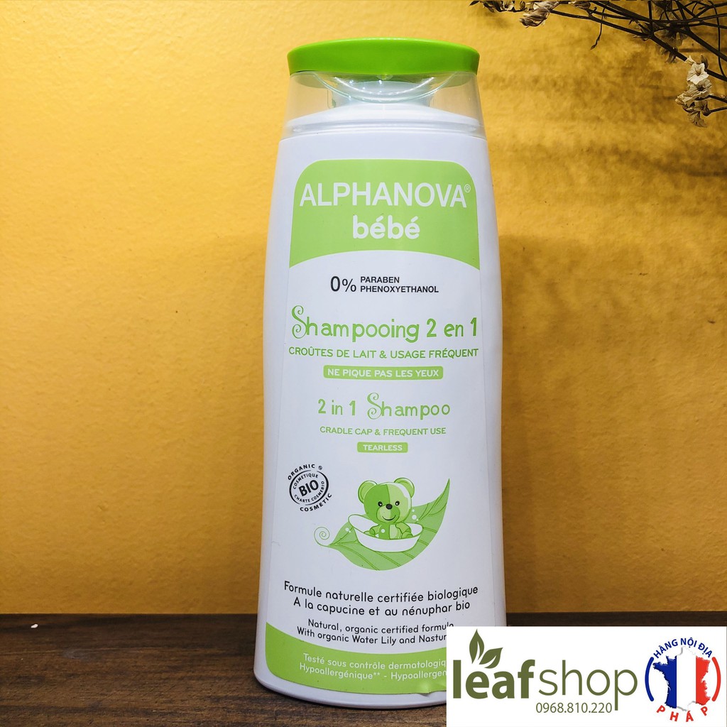 Dầu gội hữu cơ cho bé 2 trong 1 Alphanova Bebe 200ml