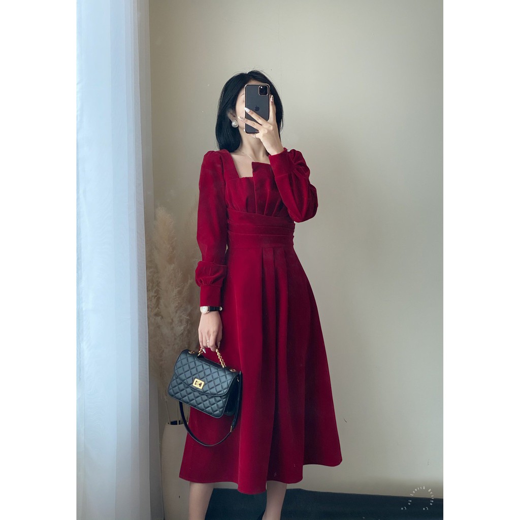 Đầm dự tiệc dáng dài ôm eo cổ V - Deni Dress