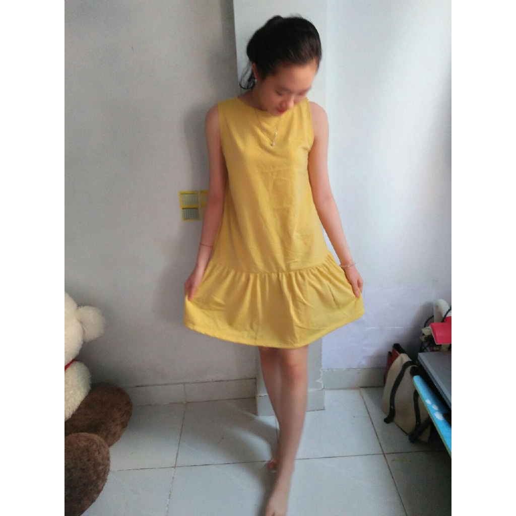 Đầm suông thân sau có nhung beo