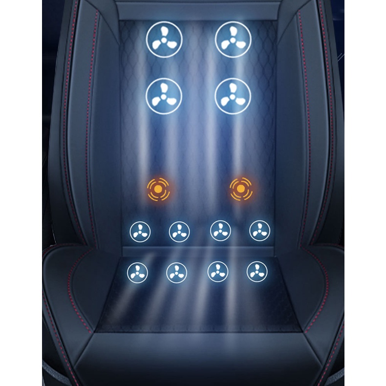 Đệm ghế ô tô massage thông hơi dùng cho xe hơi thông gió làm mát 12 và 16 quạt gió - Đệm Massage có quạt