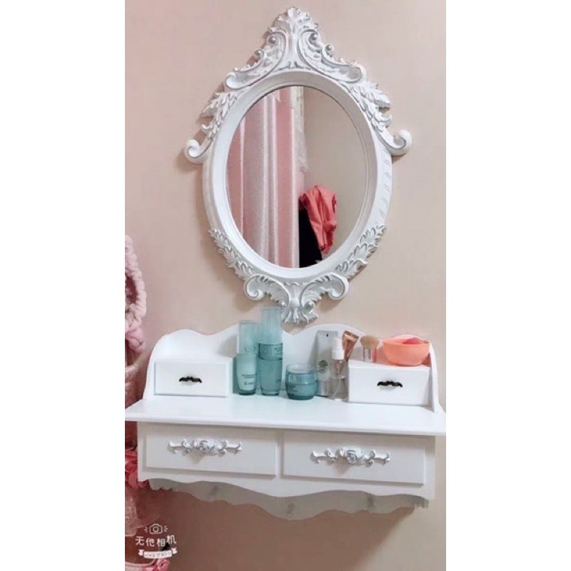 [ Hàng chọn ] Bàn trang điểm treo, Gương nhựa ABS, Kệ gỗ MDF chống thấm | BigBuy360 - bigbuy360.vn