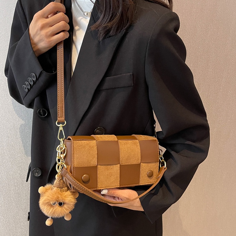 Túi đeo chéo IELGY kiểu chữ nhật nhỏ thiết kế đơn giản màu sắc tương phản cho nữ