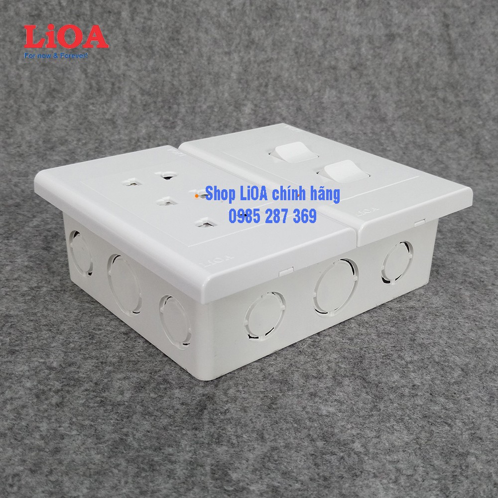 Combo ổ cắm điện ba 2 chấu LiOA 16A 3520W + 2 công tắc điện - Lắp âm tường