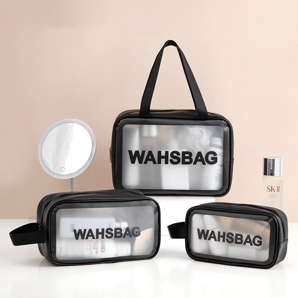 Túi đựng mỹ phẩm du lịch mini trong suốt WashBag Túi đựng đồ trang điểm makup chống nước (Combo 3 túi)