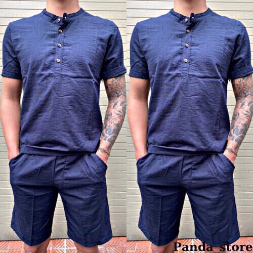 Bộ đũi nam cổ tàu, bộ quần áo 4khuya cộc tay nam chất đũi đẹp - PANDO FASHION | BigBuy360 - bigbuy360.vn