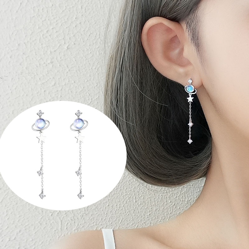 Khuyên Tai Dài Đính Đá Cầu Vồng Xinh Xắn Dành Cho Nữ