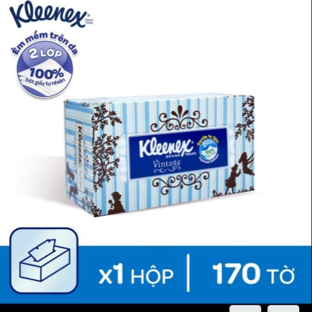 [Mã 267FMCGSALE giảm 8% đơn 500K] Khăn giấy lụa hộp Kleenex Vintage 2 lớp