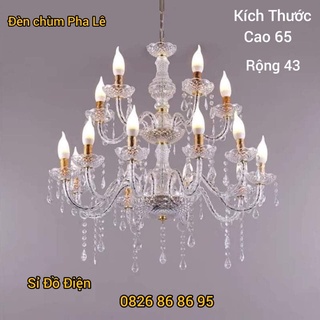 Đèn trang trí thả trần, Đèn chùm 12 tay Nhựa Pha Lê Cao Cấp