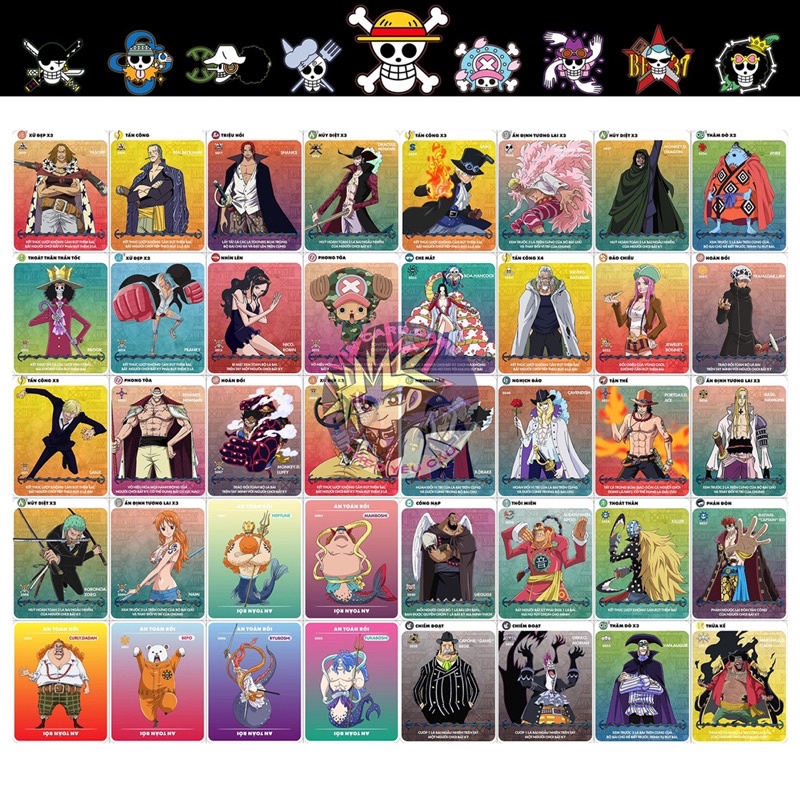 Bộ Thẻ Bài Toonies One Piece Boom Đặc Biệt 63 Thẻ .