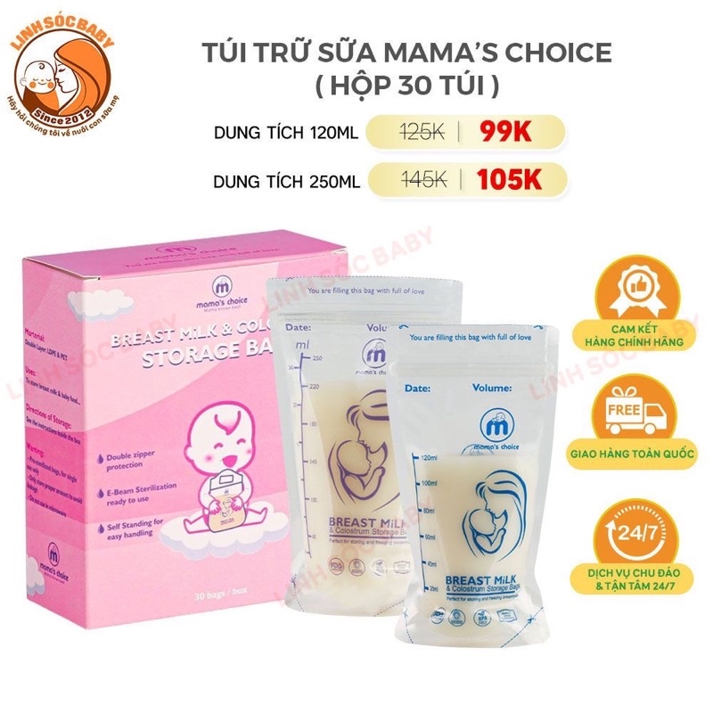 [Mã SKAMLTS298 giảm 10K đơn 0Đ] Túi trữ sữa cho mẹ đựng sữa, giữ lạnh, bảo quản sữa, dung tích 120ml-250ml