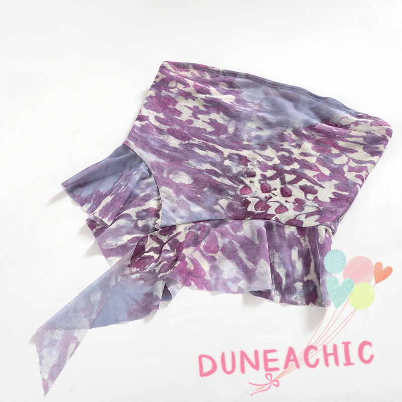 Set 2 Món Áo Ống Nhún Bèo Phối Chân Váy Lưng Thấp Thời Trang Cho Nữ