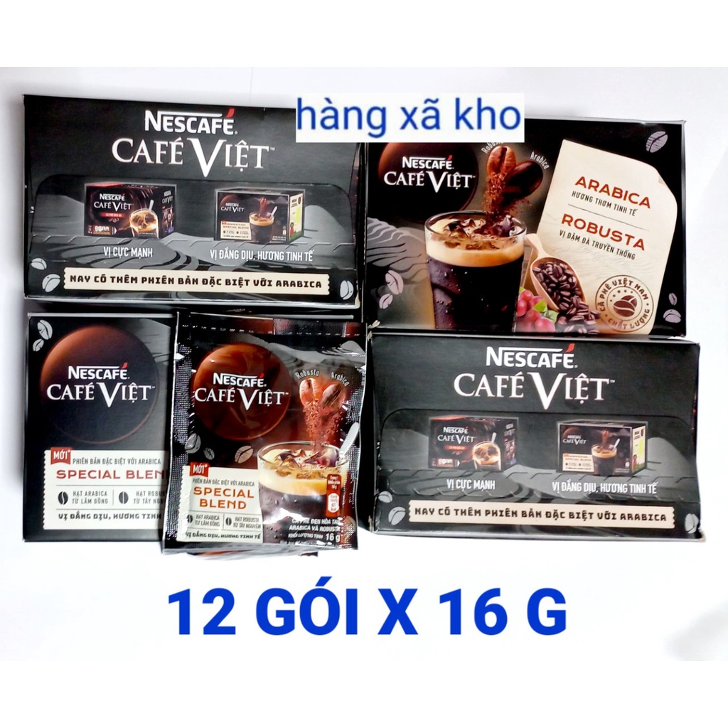 12 gói X 16 gr Cà phê đen NesCafé Café Việt thêm Arabica và robusta,1/2023