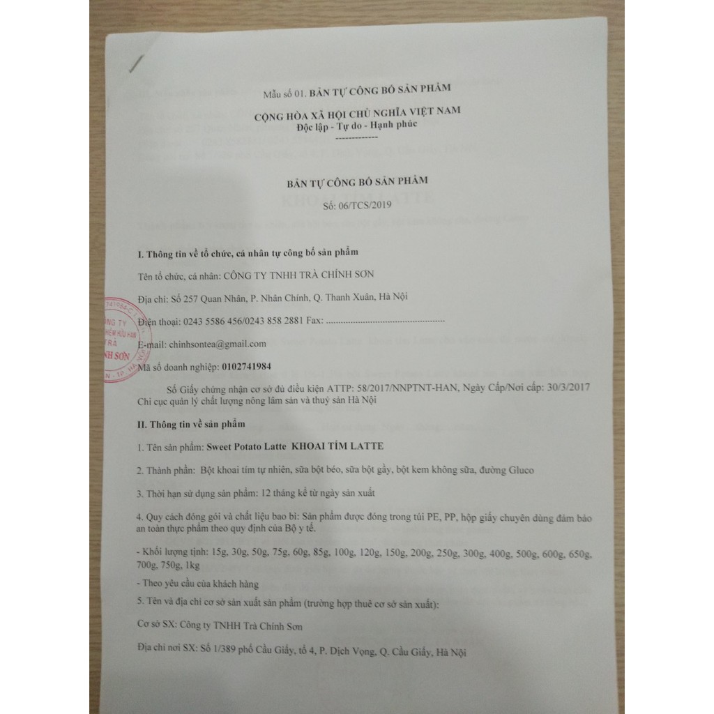 Bột Khoai Lang Tím Latte Chính Sơn - Ngũ Cốc Hoà Tan 100% Tự Nhiên