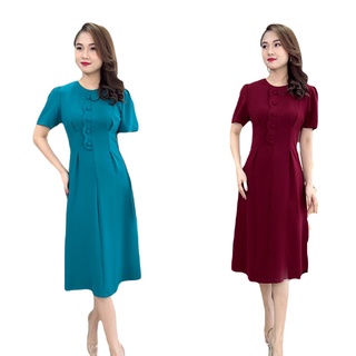 Đầm Dự Tiệc Quý Bà [ Linh Trà ] (TM 379) Cao Cấp Vải Carolan Co Dãn 4 Chiều Tay Ngắn Đa Dụng Nhiều Mẫu Bigsize Cho Mẹ